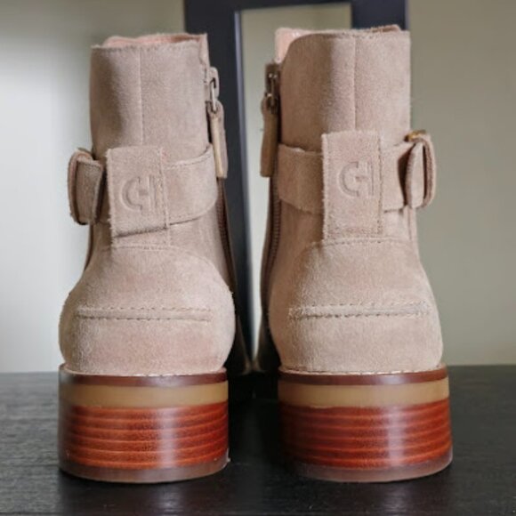 NWOB Cole Haan Hampshire Leather 1.5" Stacked Heel Side Zip Buckle Ankle Boots - Picture 9 of 15